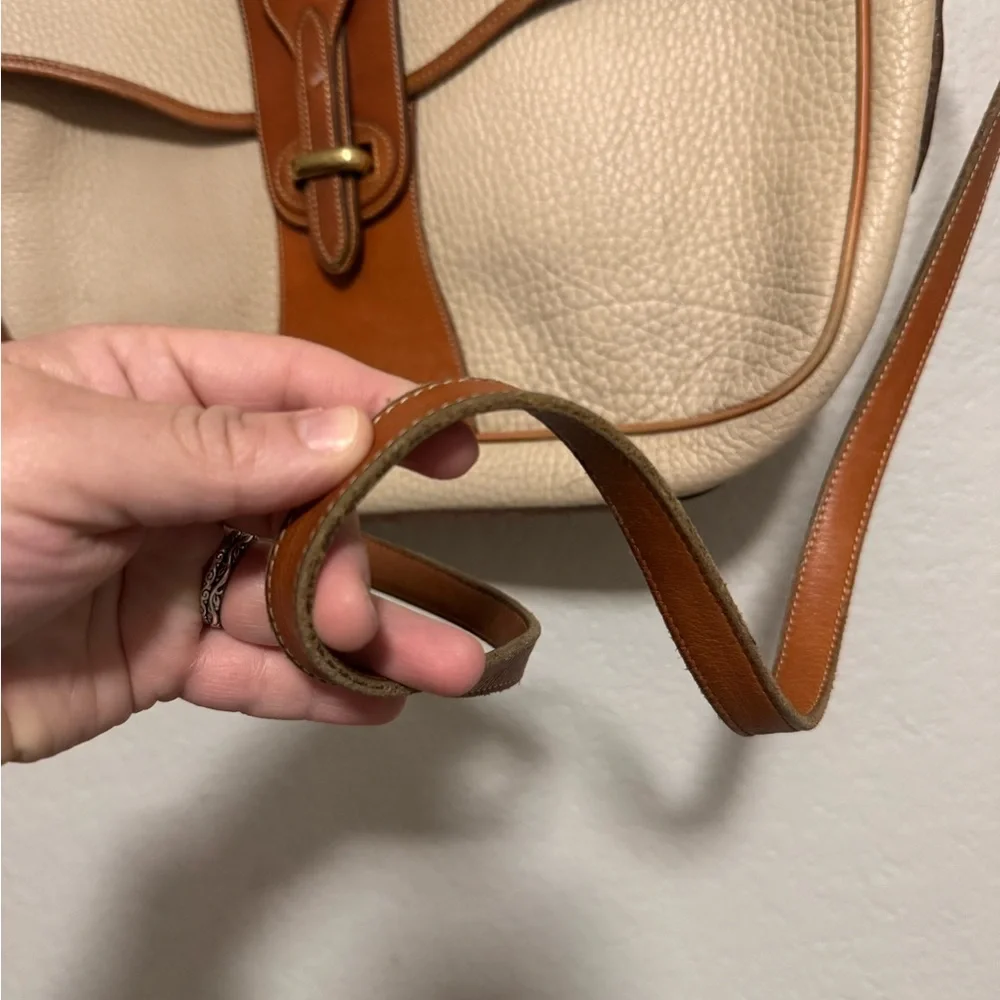 Dooney & Bourke Beige and Brown Leather Briefcase Shoulder Bag